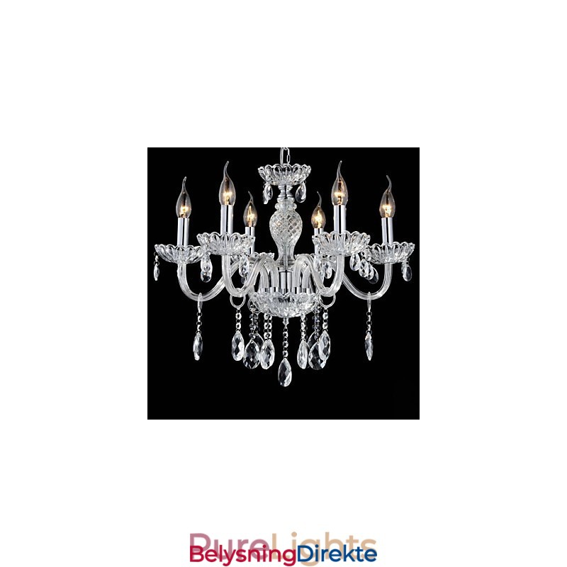6 Lys I Palassstil Med Glasslysekrone Og Stearinlyspære
