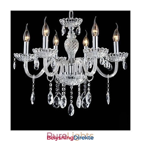 6 Lys I Palassstil Med Glasslysekrone Og Stearinlyspære