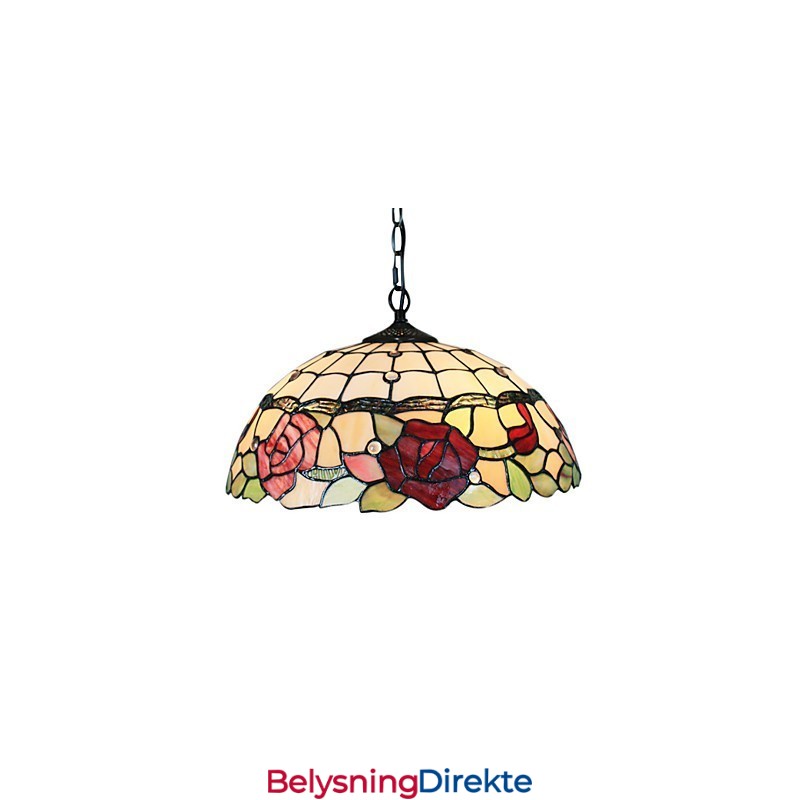 Pendellampe Med 2 Lys I Rosenmønstret Skjerm