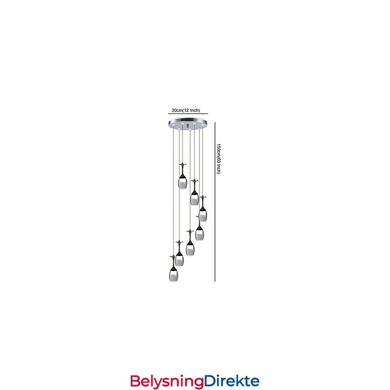 Moderne Pendellampe Med 7 Lys, Integrerte Pærer Inkludert, Trappelampe