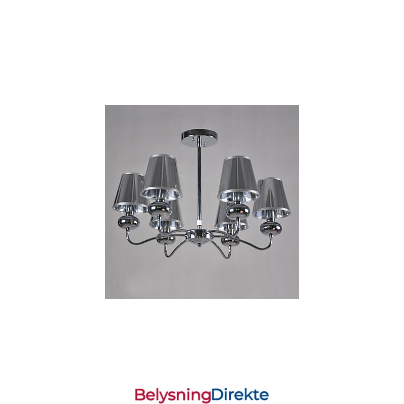 Vintage Lysekrone Med 6 Lys, Klassisk Stoff, Metallmaling