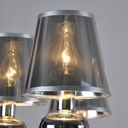 Vintage Lysekrone Med 6 Lys, Klassisk Stoff, Metallmaling