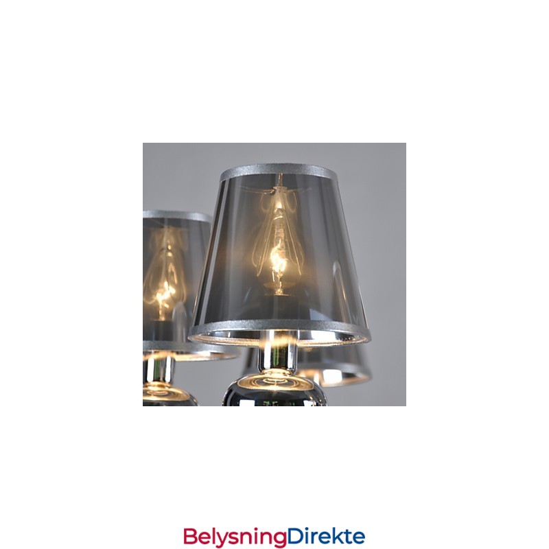 Vintage Lysekrone Med 6 Lys, Klassisk Stoff, Metallmaling