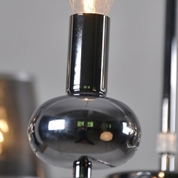 Vintage Lysekrone Med 6 Lys, Klassisk Stoff, Metallmaling