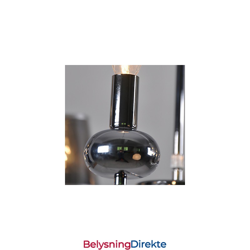 Vintage Lysekrone Med 6 Lys, Klassisk Stoff, Metallmaling