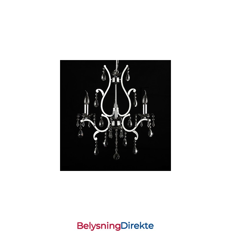 Krystalllysekrone Med 3 Lys I Metall