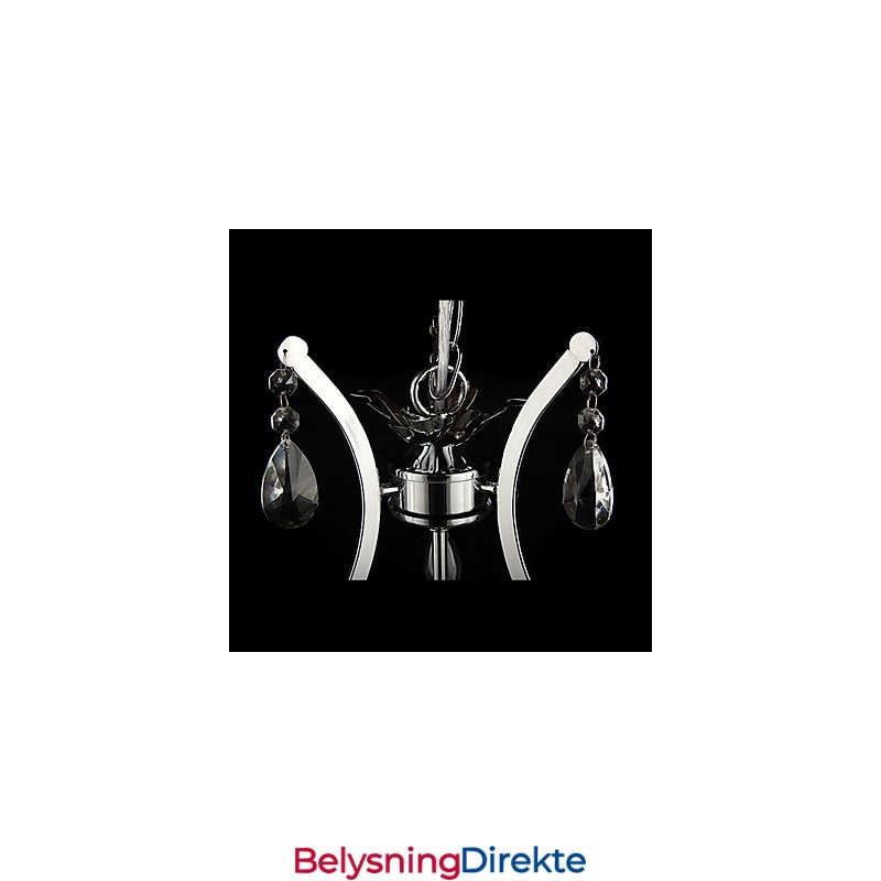 Krystalllysekrone Med 3 Lys I Metall