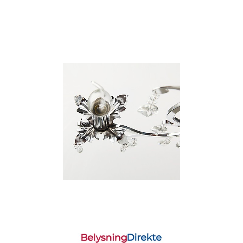 Krystalllysekrone Med 3 Lys I Metall