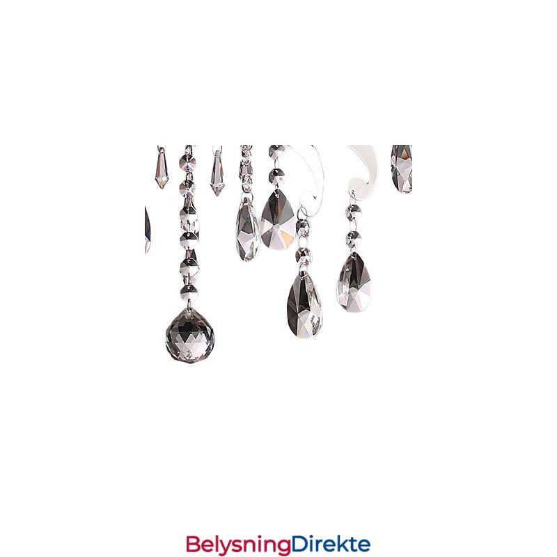 Krystalllysekrone Med 3 Lys I Metall