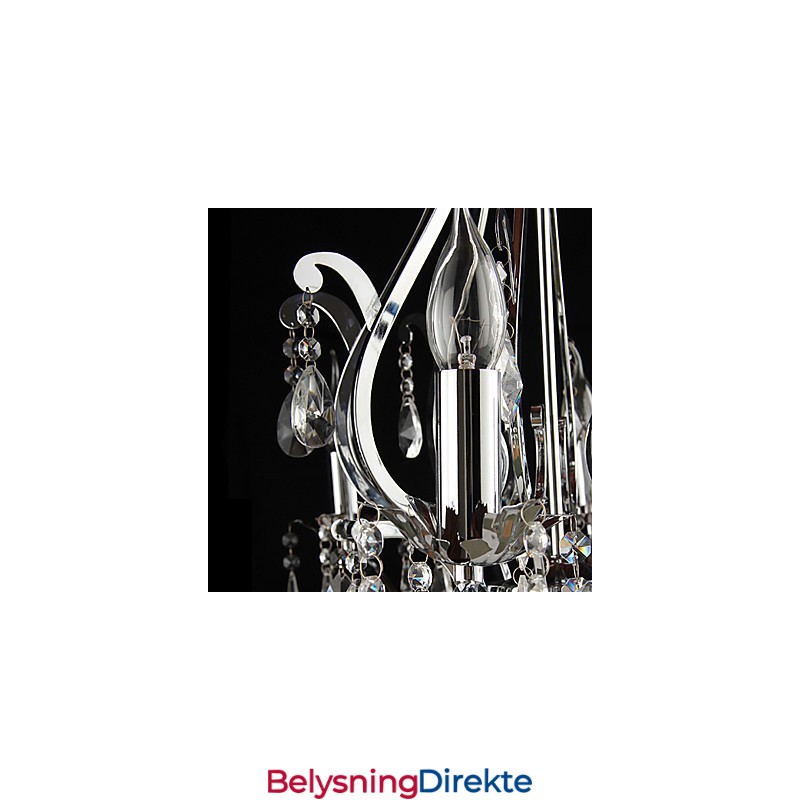 Krystalllysekrone Med 3 Lys I Metall