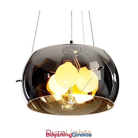 Moderne, Sjarmerende Taklampe I Italiensk Stil Med 3 Lys Og Svart, Gjennomsiktig Skjerm