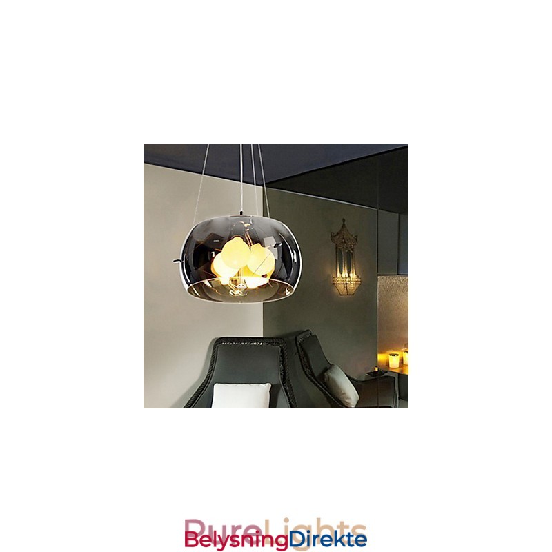 Moderne, Sjarmerende Taklampe I Italiensk Stil Med 3 Lys Og Svart, Gjennomsiktig Skjerm