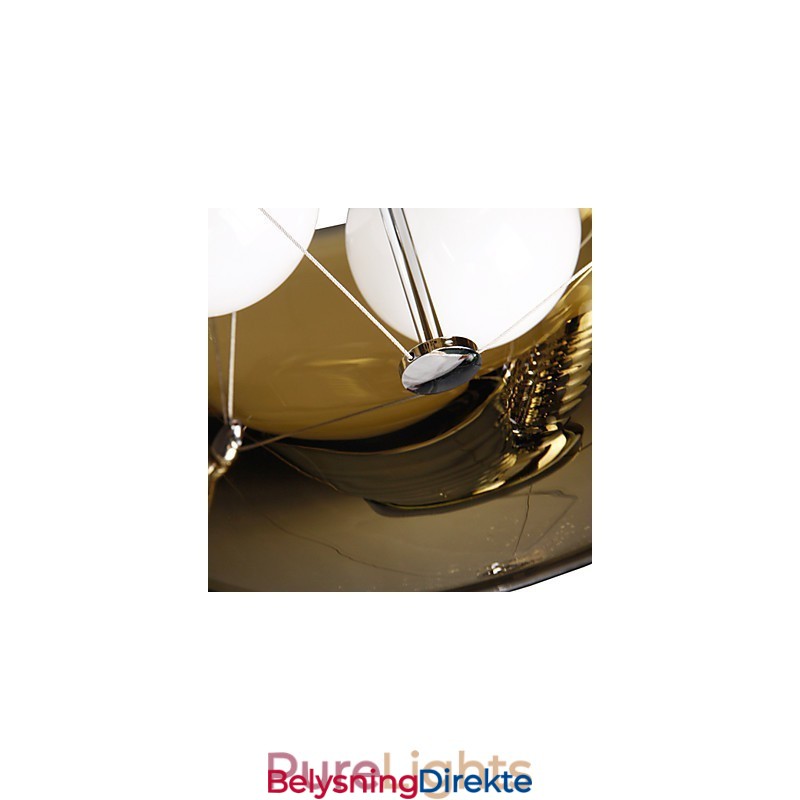 Moderne, Sjarmerende Taklampe I Italiensk Stil Med 3 Lys Og Svart, Gjennomsiktig Skjerm