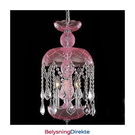 Moderne Krystallanhengslampe Med 3 Lys I Rosa Skjerm