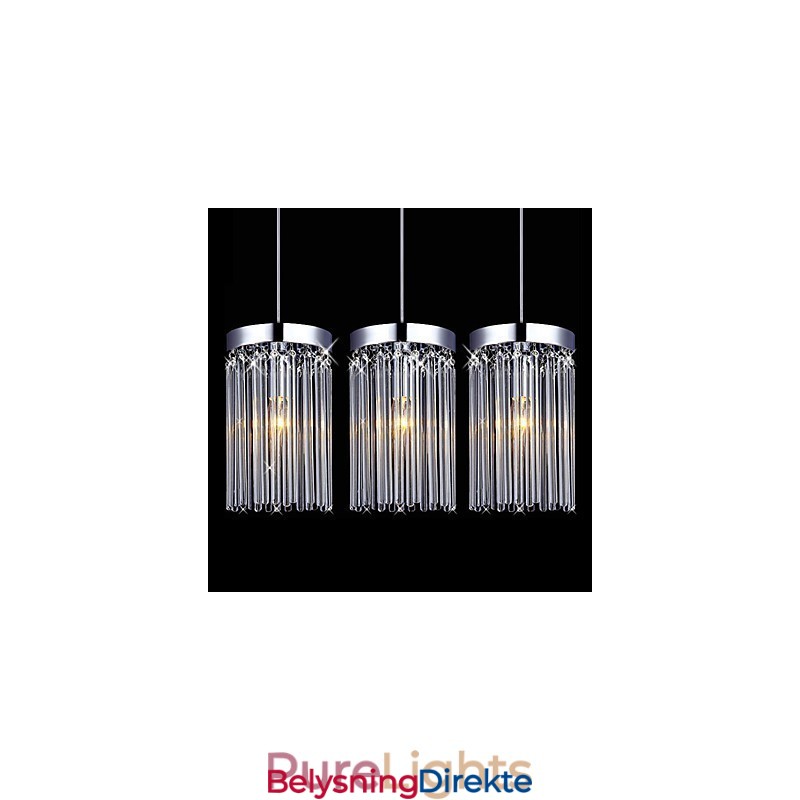 Moderne Pendellampe Med 3 Lys Og Glassstang