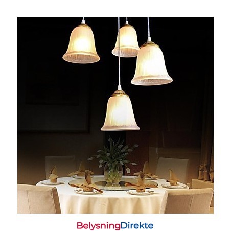 Bronse Anheng Med Fire Lys Mønster Glassskjerm Europeisk Retro Klassisk