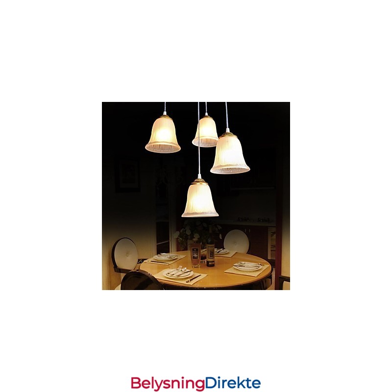 Bronse Anheng Med Fire Lys Mønster Glassskjerm Europeisk Retro Klassisk