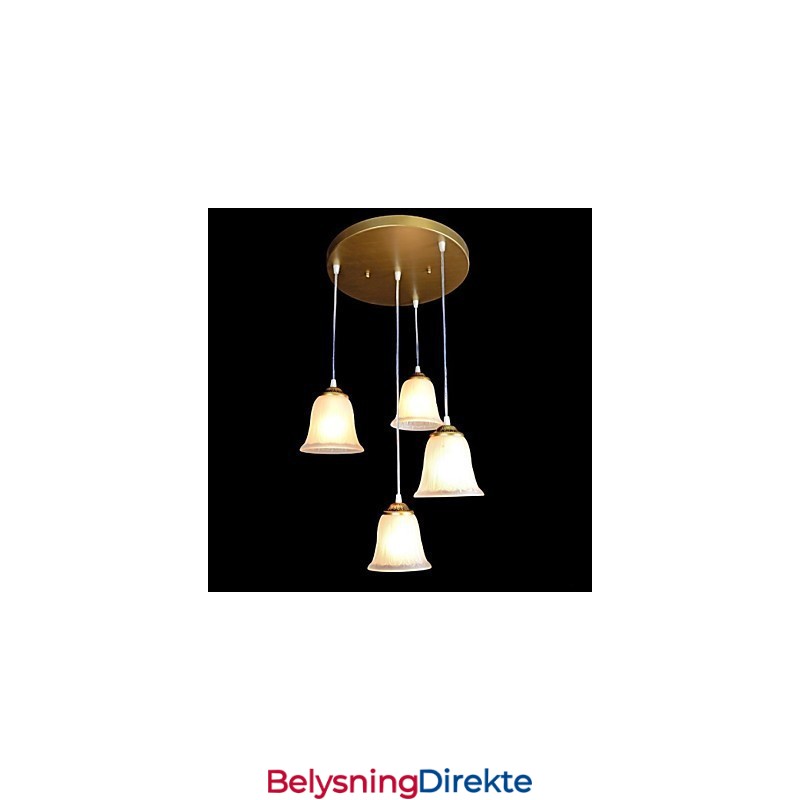 Bronse Anheng Med Fire Lys Mønster Glassskjerm Europeisk Retro Klassisk