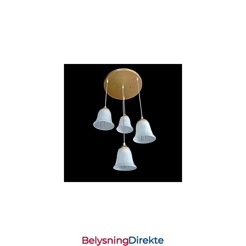 Bronse Anheng Med Fire Lys Mønster Glassskjerm Europeisk Retro Klassisk