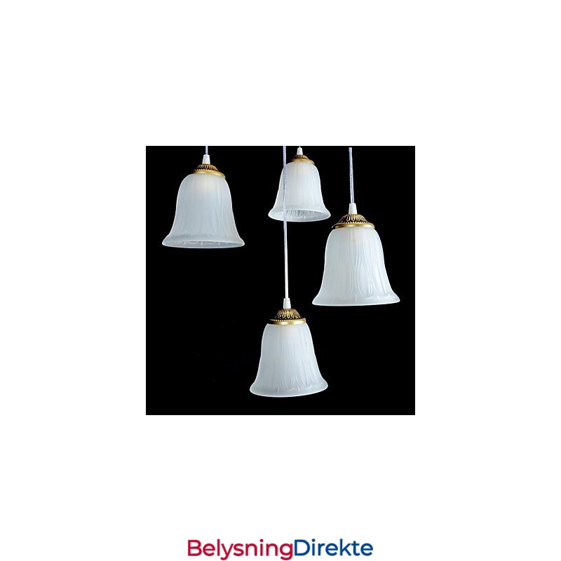 Bronse Anheng Med Fire Lys Mønster Glassskjerm Europeisk Retro Klassisk