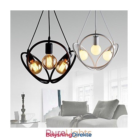 3-Lys Lysekrone Anhengslampe Tradisjonell Klassisk Retro Metall