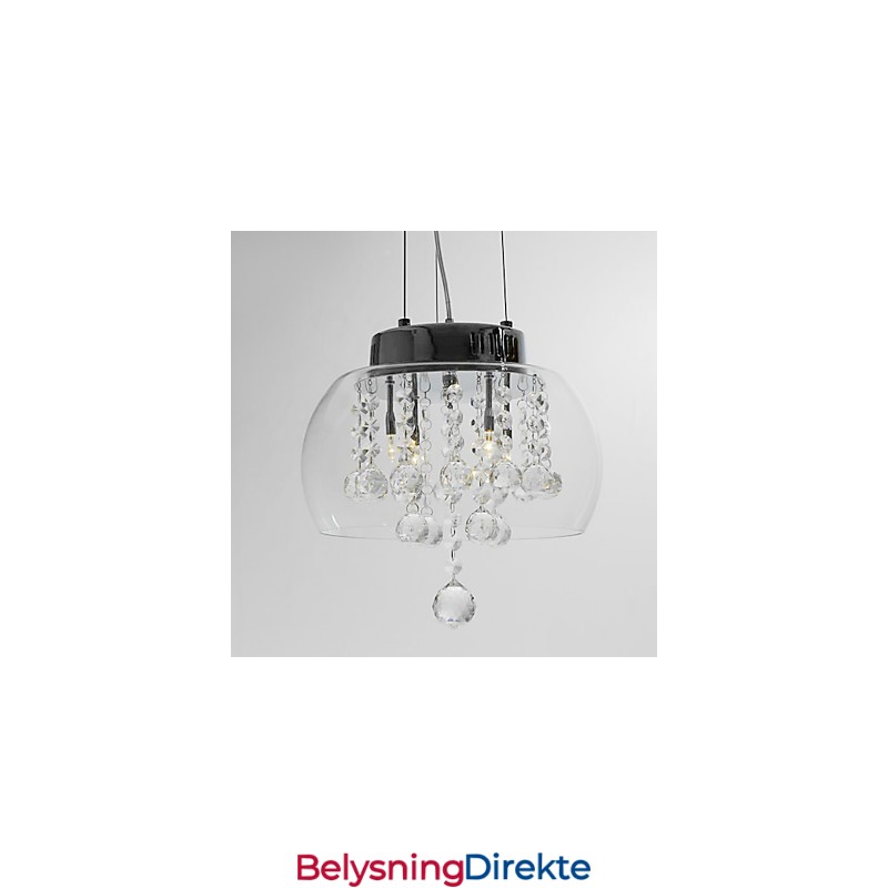 Kunstnerisk Krystallanhengslampe Med 4 Lys Og Glassskjerm