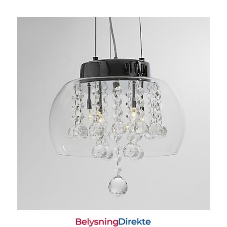 Kunstnerisk Krystallanhengslampe Med 4 Lys Og Glassskjerm