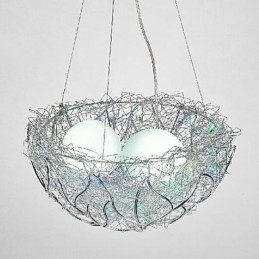 Moderne, Moderne Sølvfarget Metallpendellampe