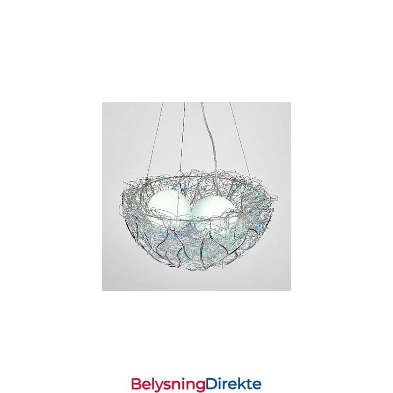 Moderne, Moderne Sølvfarget Metallpendellampe