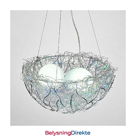 Moderne, Moderne Sølvfarget Metallpendellampe