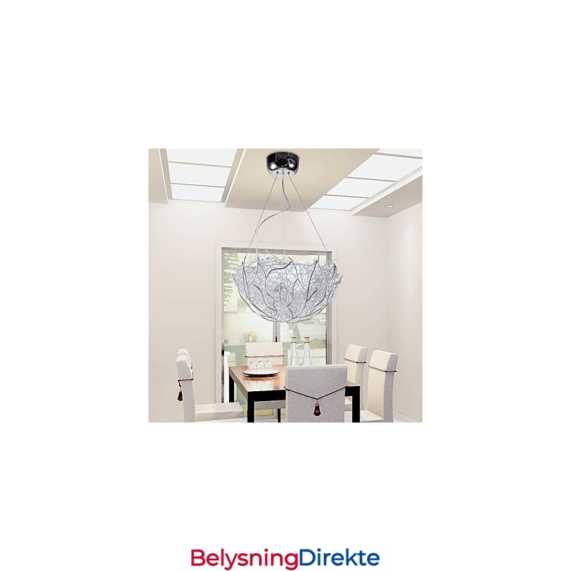 Moderne, Moderne Sølvfarget Metallpendellampe