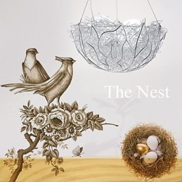 Moderne, Moderne Sølvfarget Metallpendellampe