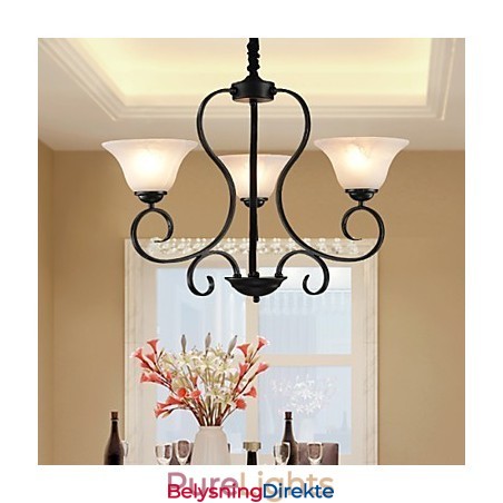 Retro Lysekrone I Landlig Metall Med 3 Lys