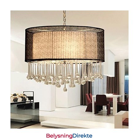 Moderne Krystallanheng Med 4 Lys Og Svart Skjerm
