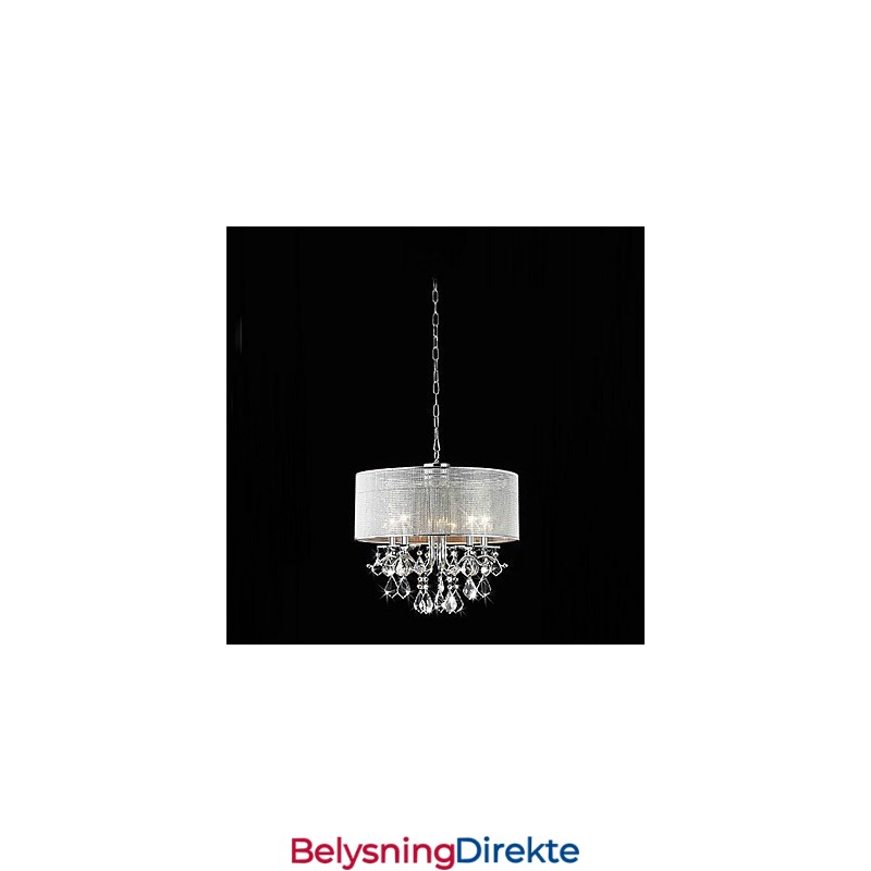 Moderne Krystallanhengslampe Med 5 Lys Og Stoffskjerm