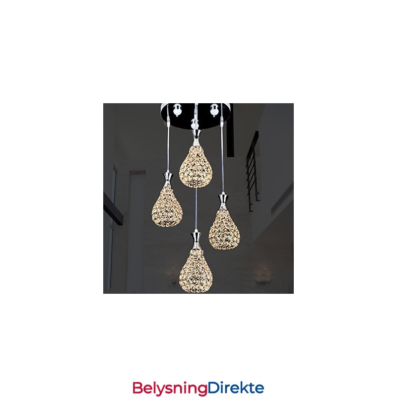 4 Hoder Anhengslampe Krystall Moderne Samtidskunst Metall