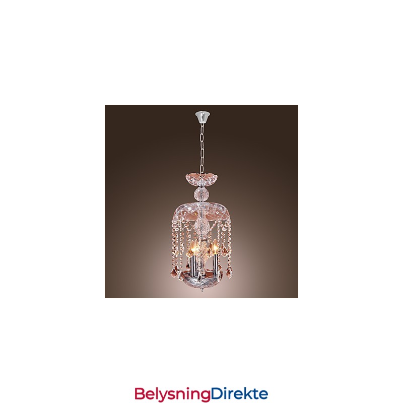 Moderne Krystall Pendellampe Med 3 Lys I Glassskjerm