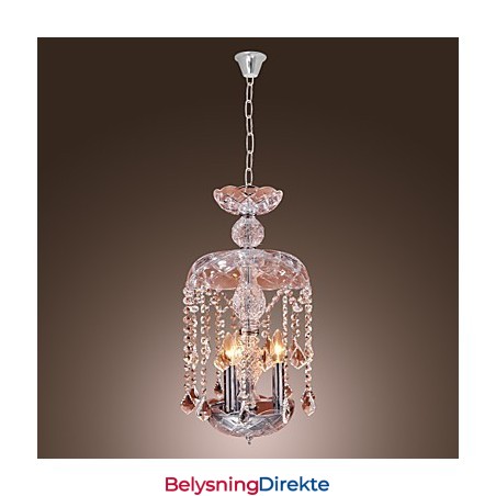 Moderne Krystall Pendellampe Med 3 Lys I Glassskjerm