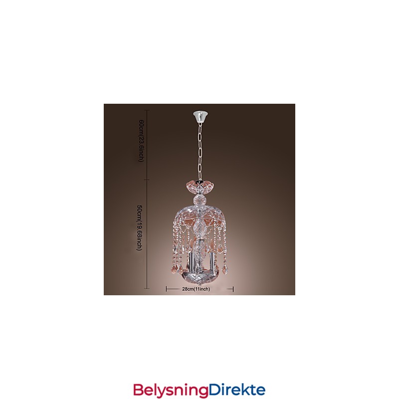 Moderne Krystall Pendellampe Med 3 Lys I Glassskjerm