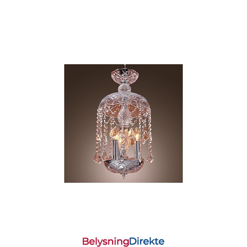 Moderne Krystall Pendellampe Med 3 Lys I Glassskjerm