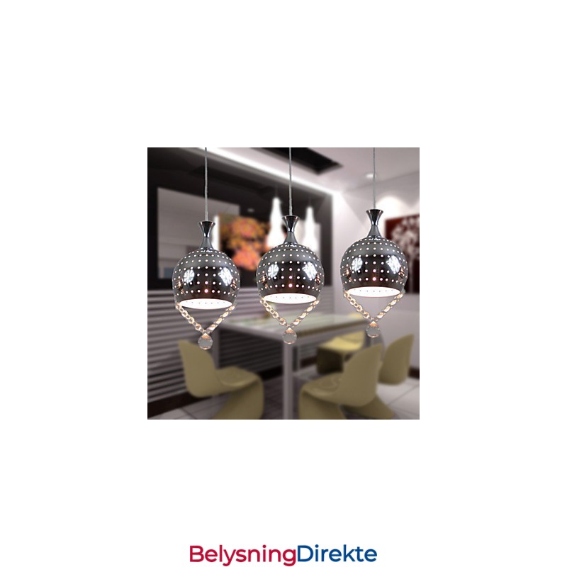3 Hoder Anhengslampe Krystall Moderne Samtidskunst Metall