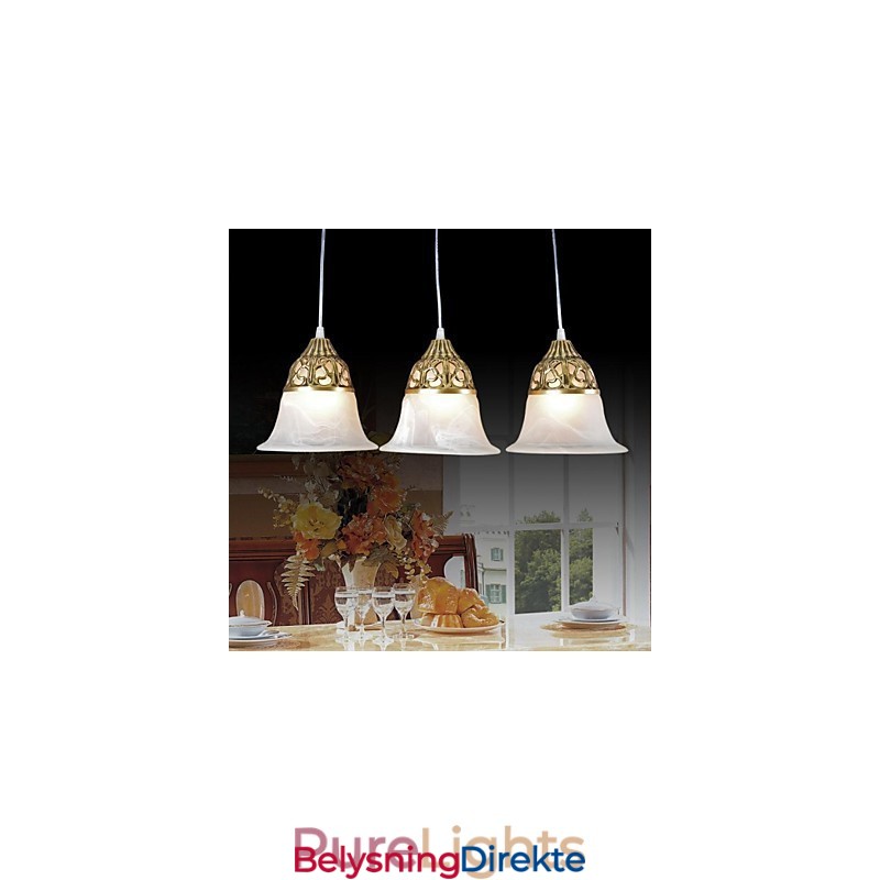 Bronse Anheng Tre Lys Moiré Glass Europeisk Klassisk