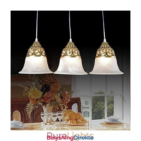 Bronse Anheng Tre Lys Moiré Glass Europeisk Klassisk