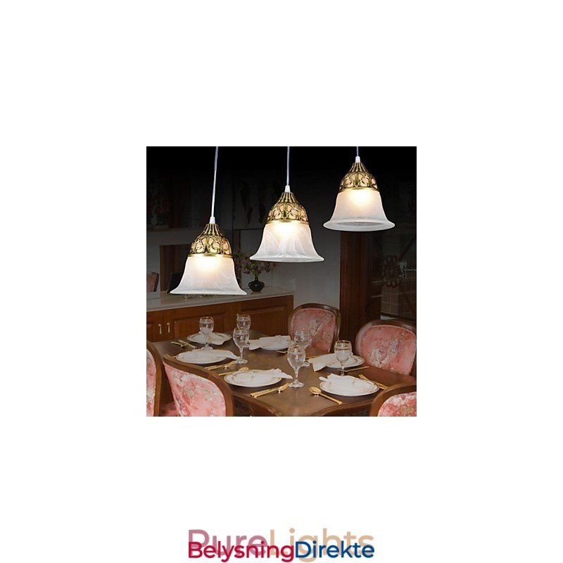 Bronse Anheng Tre Lys Moiré Glass Europeisk Klassisk