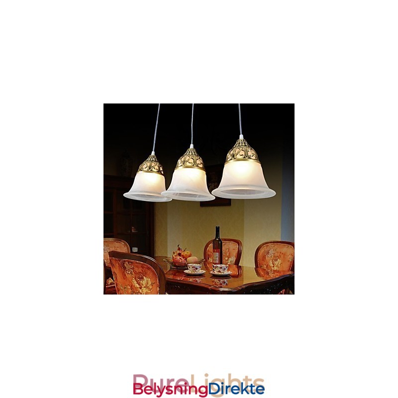 Bronse Anheng Tre Lys Moiré Glass Europeisk Klassisk