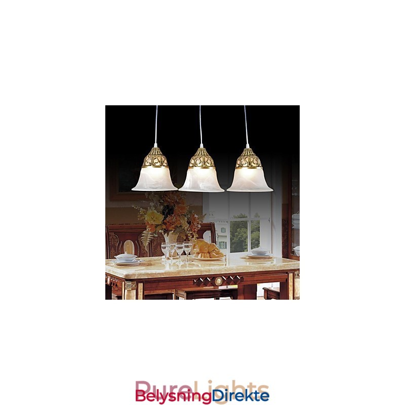 Bronse Anheng Tre Lys Moiré Glass Europeisk Klassisk