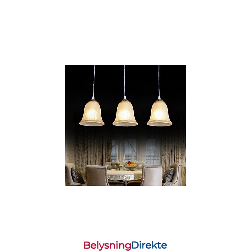 Bronse Anheng Med Tre Lys Mønster Glassskjerm Europeisk Retro Klassisk