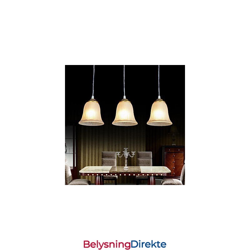 Bronse Anheng Med Tre Lys Mønster Glassskjerm Europeisk Retro Klassisk