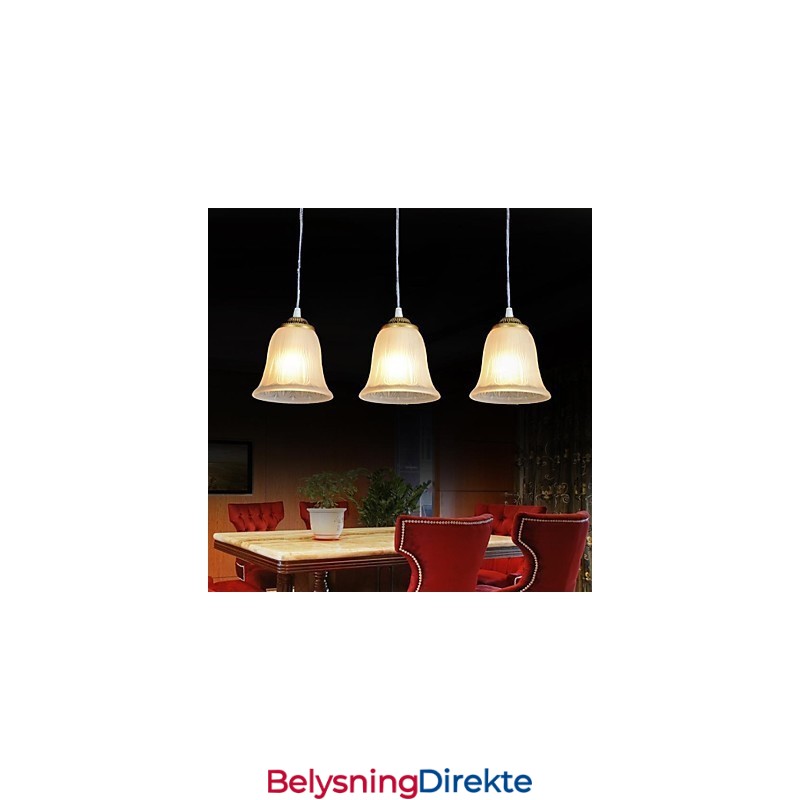 Bronse Anheng Med Tre Lys Mønster Glassskjerm Europeisk Retro Klassisk