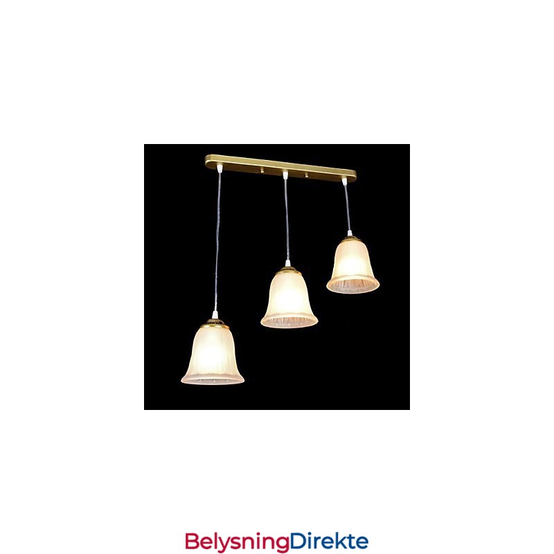 Bronse Anheng Med Tre Lys Mønster Glassskjerm Europeisk Retro Klassisk